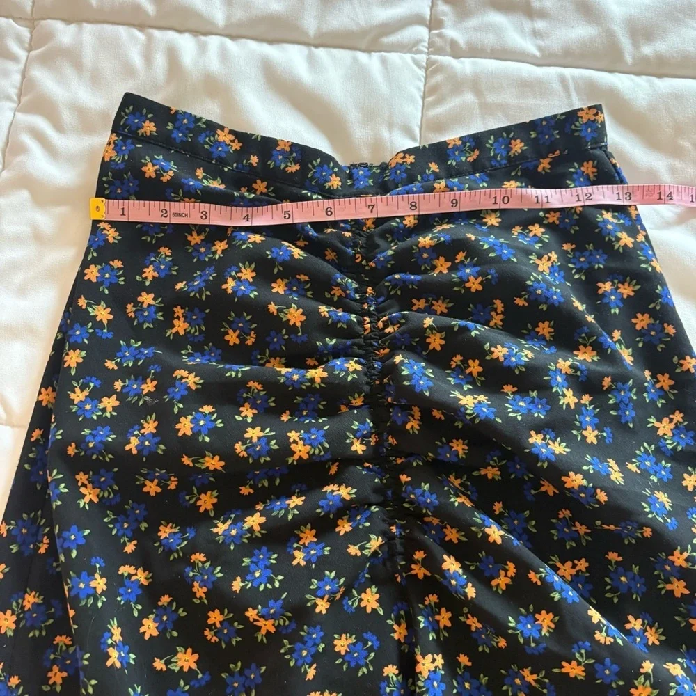 Topshop Women’s Black with Floral Print Midi Asymmetrical Skirt